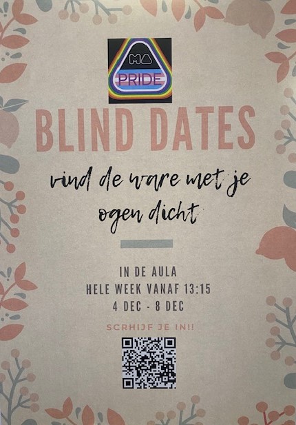 QR code om je aan te melden voor de blind dates 2023 en vind de ware...