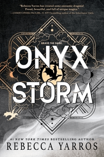 Dit is de voorkant van het boek Onyx Storm
