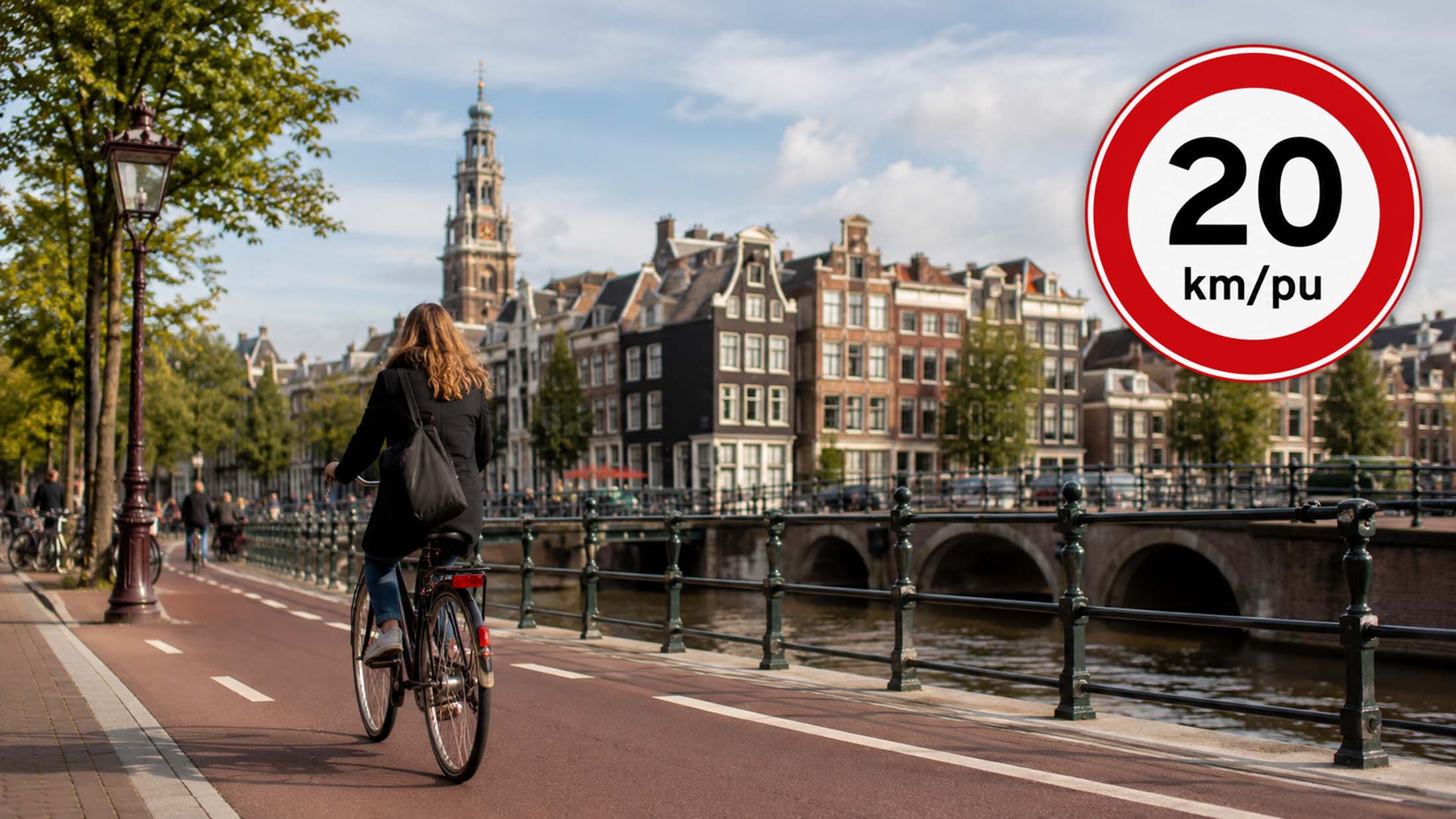 Vrouw op fiets die 20 gaat